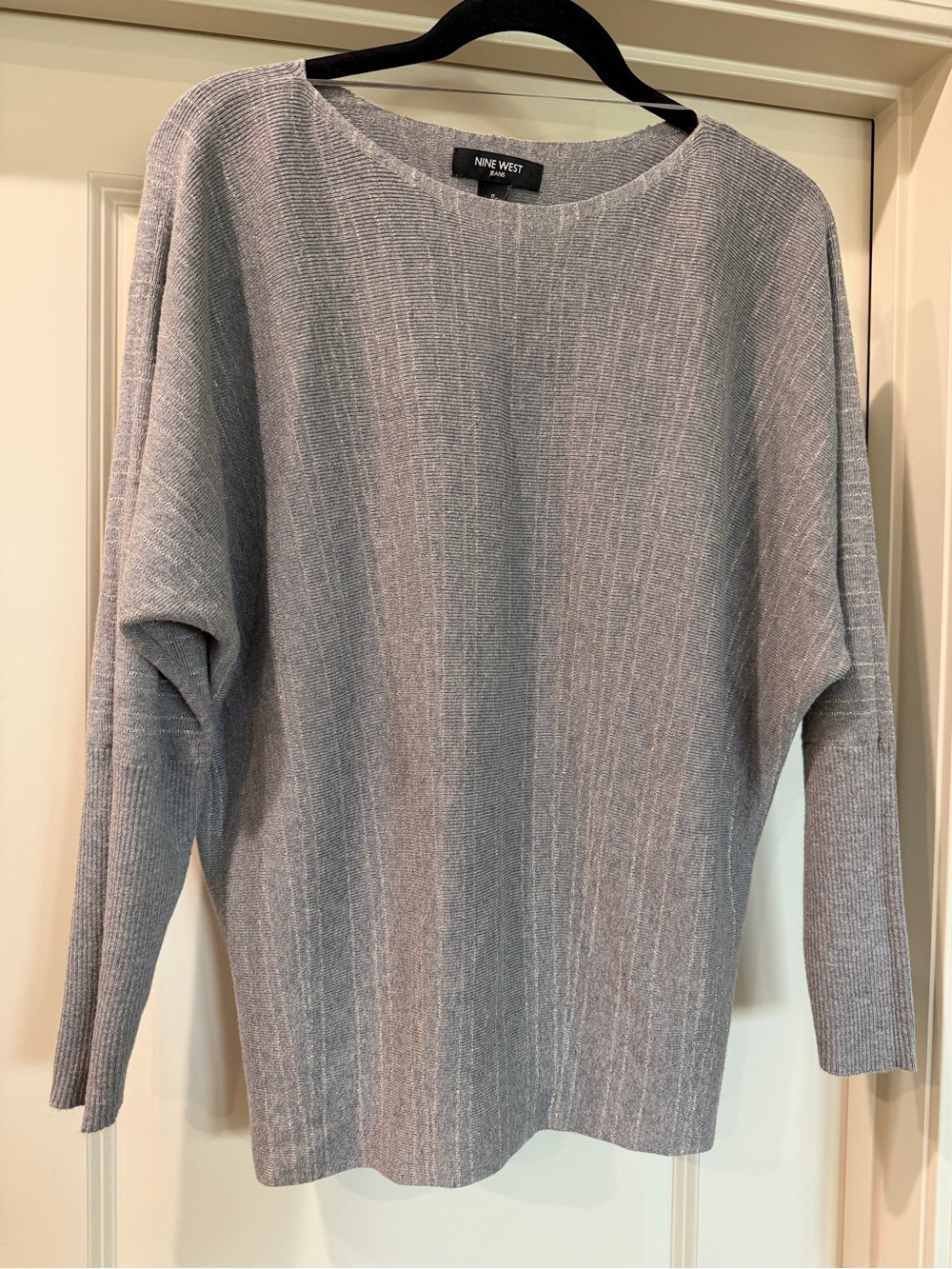 Nine West Gray Ribbed Boatneck Sweater